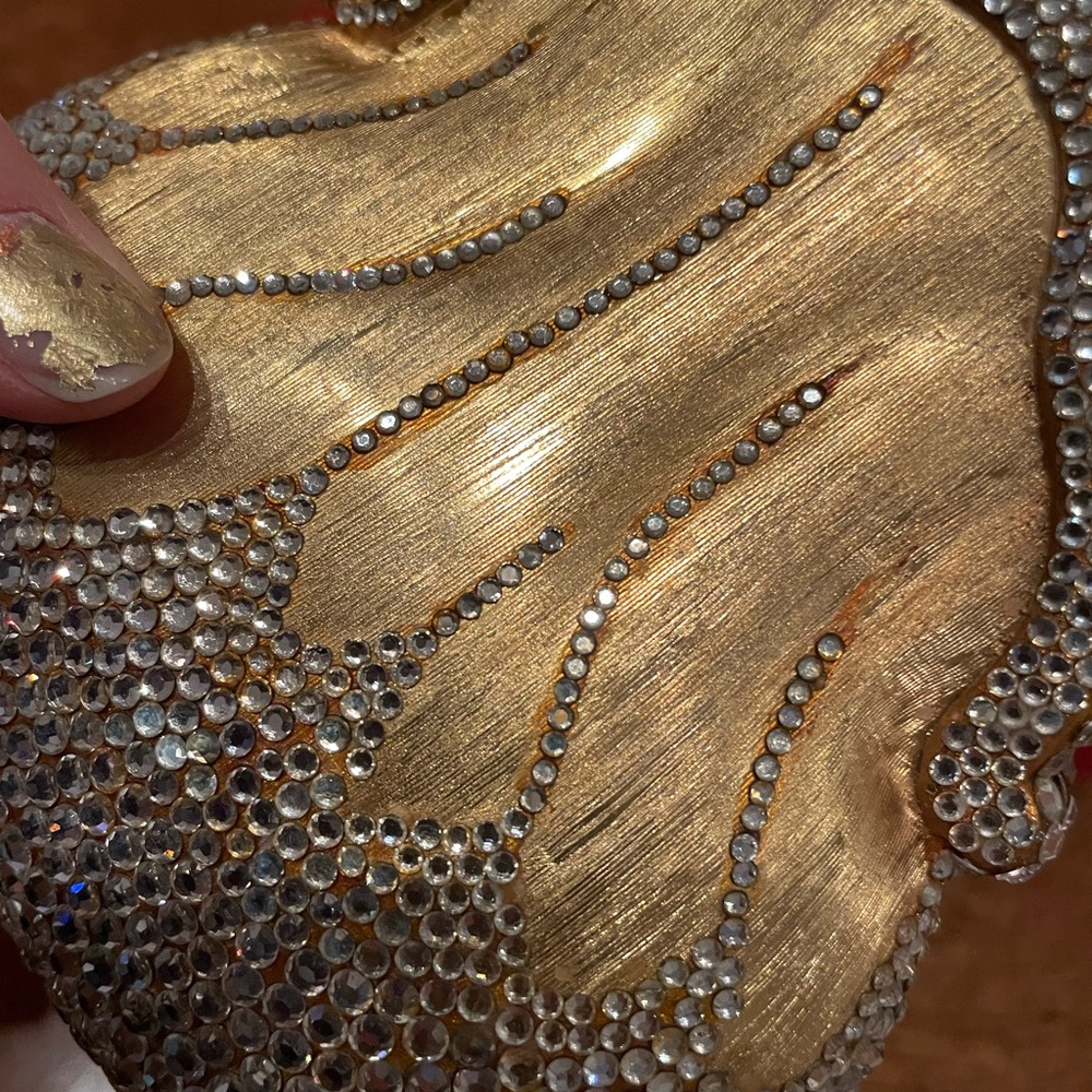 JUDITH LEIBER RARE “Chatelaine” Vintage Antique Gold Diamond Drop Shape Purse - Picture 7 of 13